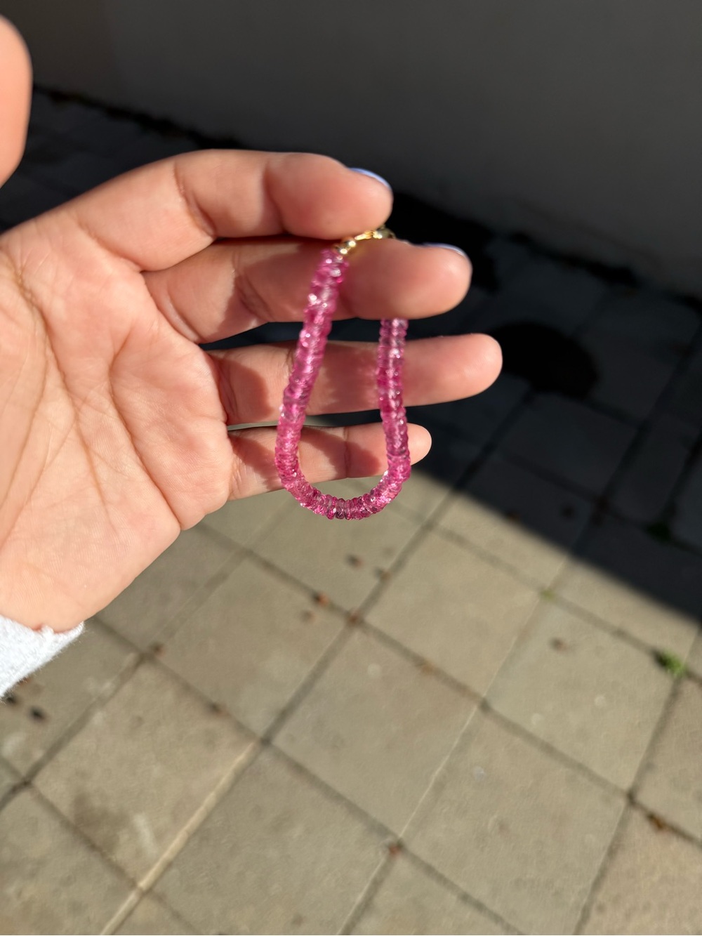 14k Hot Pink Topaz Heishi Bracelet - Picture 10 of 12